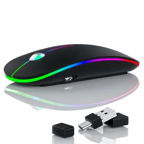 TENMOS LED Wireless Mouse USB C Rechargeable Mouse with 2 in 1 USB ...