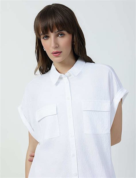 Buy Viscose Rich Plain Spread Collar Shirt at Marks & Spencer