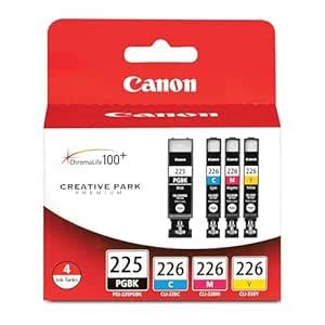 Canon PGI-225BK Black and CLI-226 C/M/Y Color Ink Cartridges (4530B008 ...