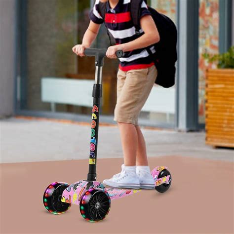 Buy USA 3-Wheel LED Kids Scooter Deluxe Folding Adjustable Glider ...