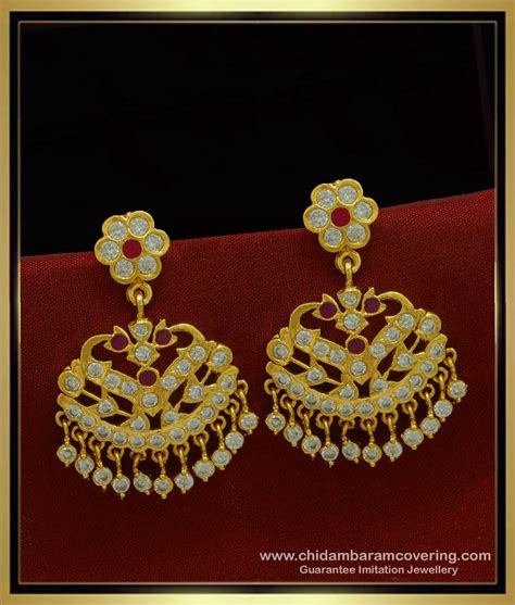 Buy Gold Inspired Traditional South Indian Stone Big Danglers Earring ...