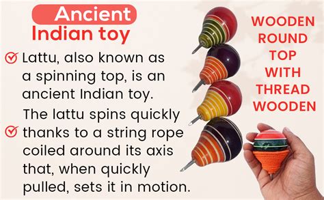 Buy Neotea Wooden Round Top with Thread Wooden Spinning Tops Lattoo ...