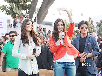 Anushka Sharma, Shah Rukh Khan and Katrina Kaif during the promotion of ...