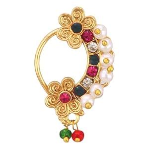 Buy Vighnaharta Gold Plated Multi Pearls (Moti) with CZ stone Alloy ...