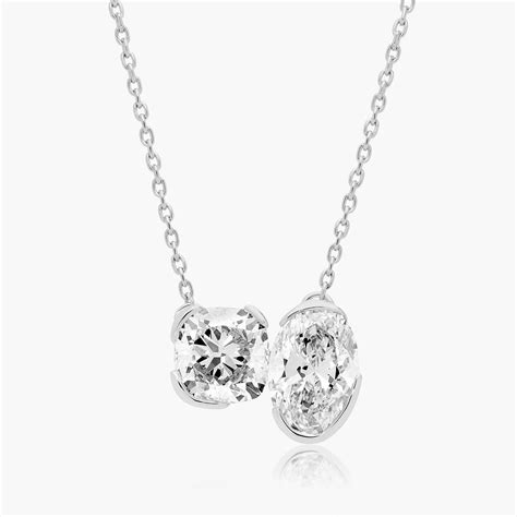 Toi Et Moi Pendant Necklace With Oval And Cushion Cut Lab-Grown ...