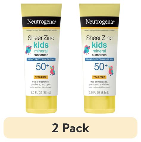 (2 pack) Neutrogena Sheer Zinc Kids Mineral Sunscreen Lotion SPF 50+, 3 ...