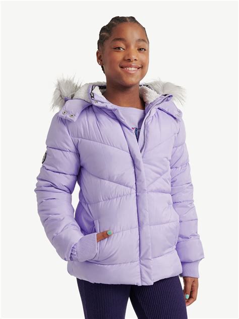 Girls puffer coat with fur hood online