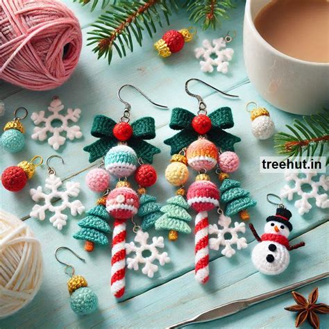 Christmas Crochet Earring Ideas with Leftover Yarn for Selling or Gifting