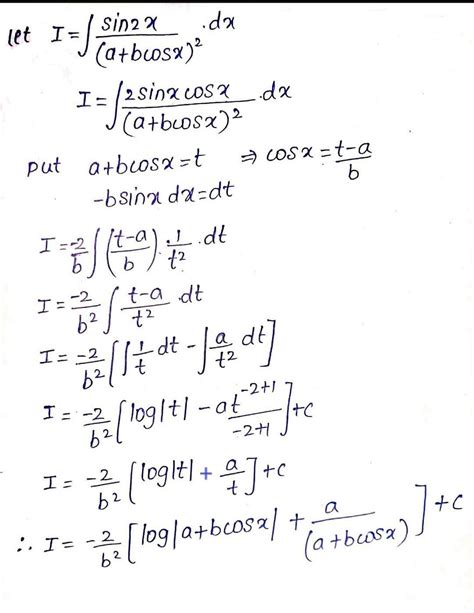 integrate sin 2x/(a-b sinx)^2 - Brainly.in