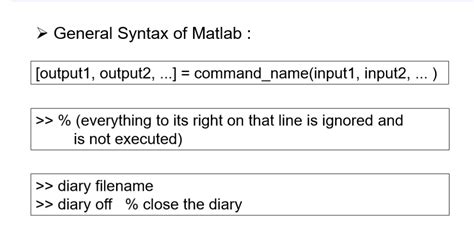 Image result for MATLAB Syntax Examples Code