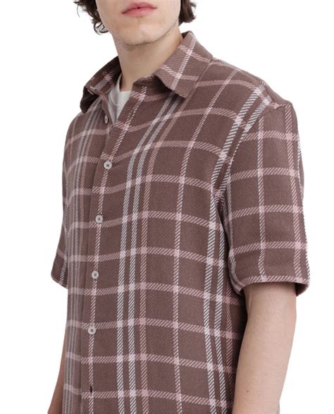 Rare Rabbit Men's Vexlum Light Brown Cotton Checked Print Regular Fit