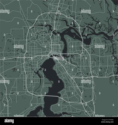 Map of Jacksonville in Florida in a smooth dark style. Contains layered ...