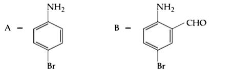 Hoffmann bromamide degradation of benzamide gives product A, which upon ...