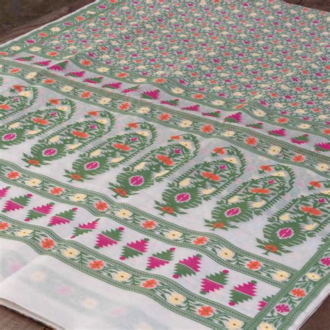 White Pure Kora Silk Handloom Banarasi Saree - Tilfi