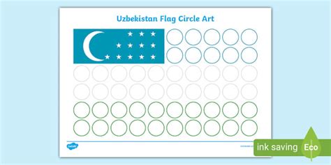 Free Uzbekistan Flag Circle Art Worksheet for Children!