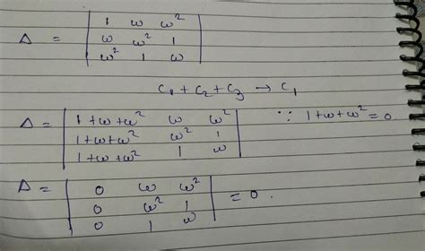 if omega is an imaginary cube root of unity,then prove that determinant ...