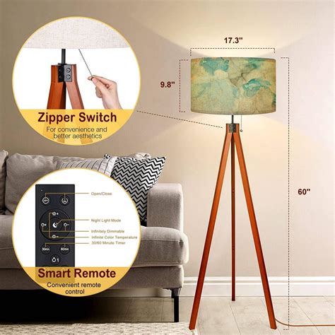 Buy Wood Tripod Floor Lamp Currents translucent hues snaking swirls ...