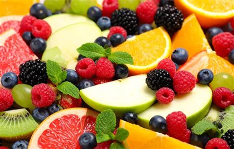 Wallpaper berries, raspberry, apples, oranges, blueberries, fruit ...