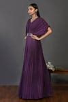 Buy Purple Cotton Embellished V Neck Pleated Dress For Women by Onaya ...