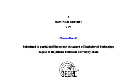 B.Tech VII Sem ECE: Seminar Report on Generative AI Applications - Studocu