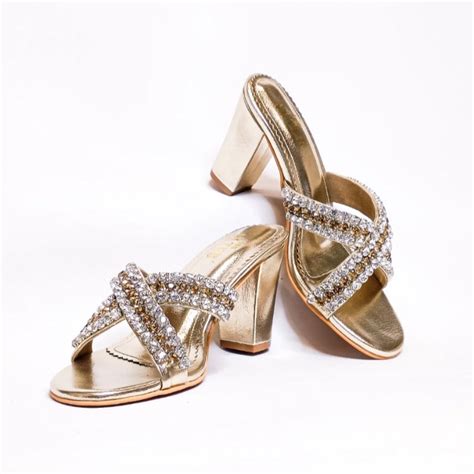Criss Cross Embellished Block Heels – THE ALTER