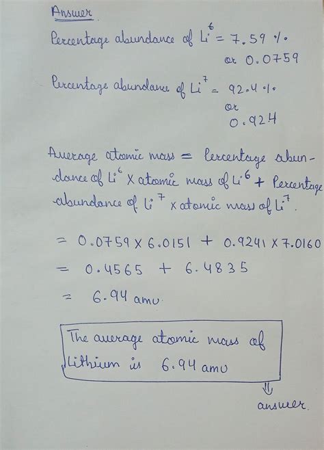 [Solved] Calculate the average atomic mass for the following isotopes:... | Course Hero