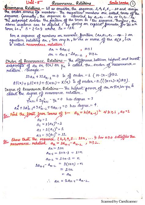 Recurrence Relation (Unit 5) - Recurrence Relations Sonia Lamba I ...