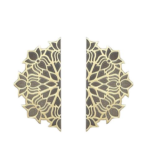 Two Moustaches Lotus Flower On Corners Style 6 Inches Brass Door Handle ...