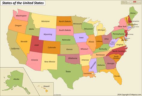 Map of US States - List of states of the United States - Mapsius.com