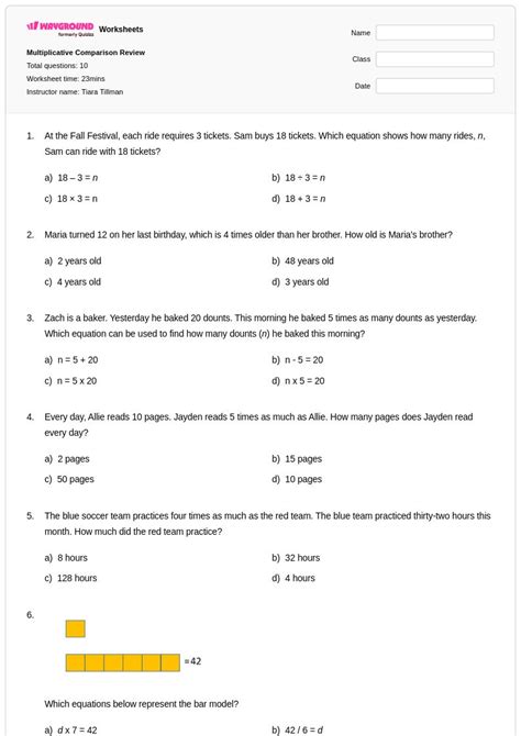 50+ Multiplicative Comparison worksheets on Wayground | Free & Printable