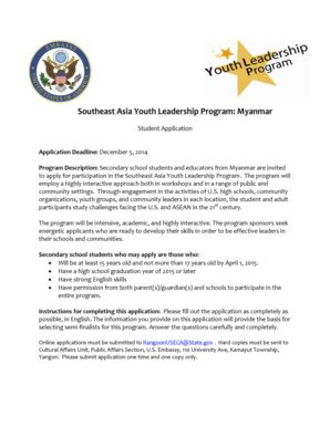 Fillable Online photos state Southeast Asia Youth Leadership Program ...