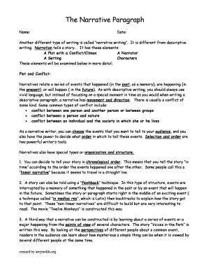 Narrative Writing Guide - Blank Fillable Template | Fill Out, Print ...