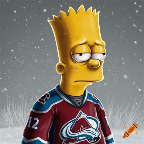Sad Bart Simpson crying while wearing a Colorado Avalanche hockey ...
