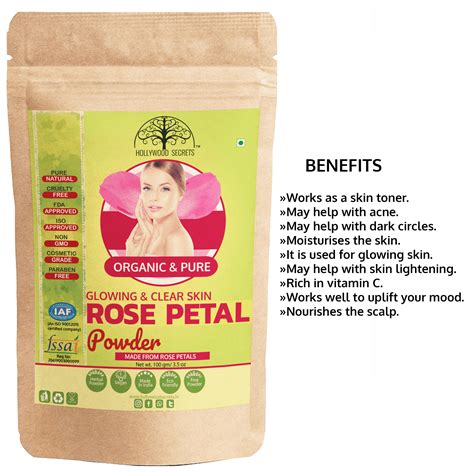 BUY Hollywood Secrets 100% Pure Rose Petal Powder For Skin 100gm