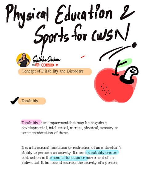 Physical education and sports for CWSN-1 - Concept of Disability and ...