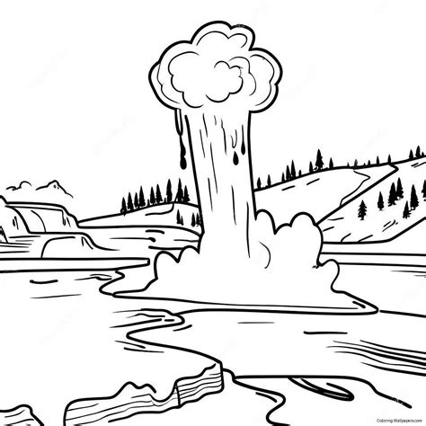 Yellowstone National Park Geysers And Hot Springs Coloring Page (51334 ...