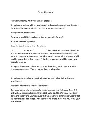 Fillable Online Phone Sales Script Hi, I was wondering what your ...