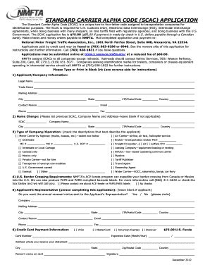 Fillable Online test uiia STANDARD CARRIER ALPHA CODE APPLICATION FORM ...