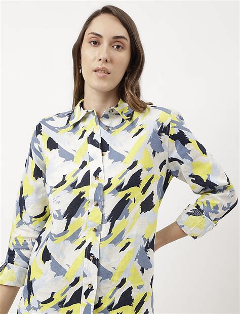 Buy Pure Linen Abstract Print Full Sleeve Shirt at Marks & Spencer