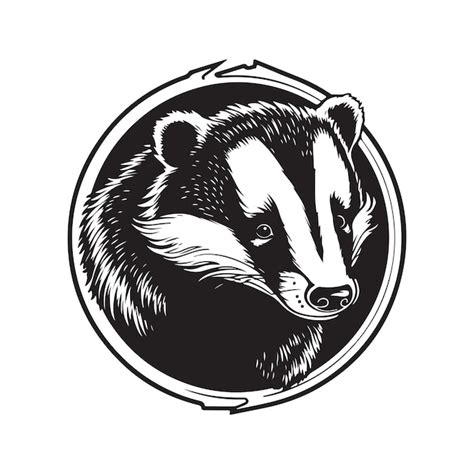 Concept de logo vintage blaireau couleur noir et blanc illustration ...