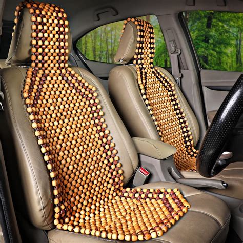 Voila Wooden Bead Seat Cover for Car, Back Support for Chair, for Long ...