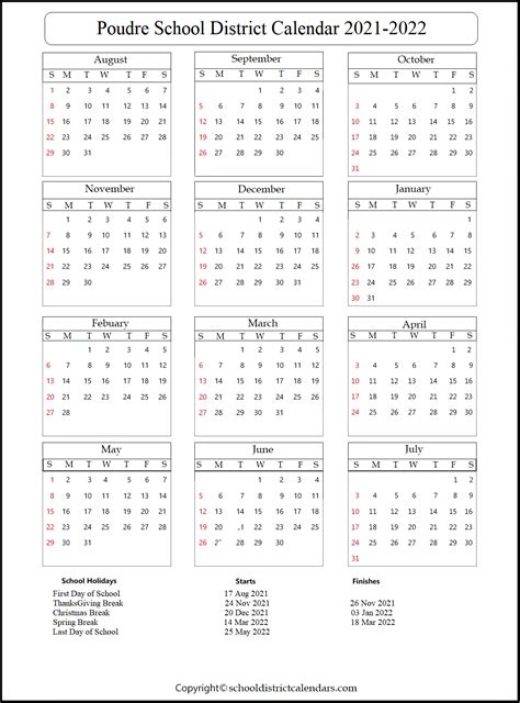 Poudre School District Calendar 2026 - Schoolcalendars.net