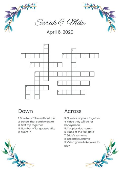 Generic Wedding Crossword Puzzle The Cutest Wedding Sign Idea! A