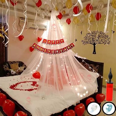 Hemito 46 Pc Tent Romantic Decoration Set Red White Yellow Balloons LED ...