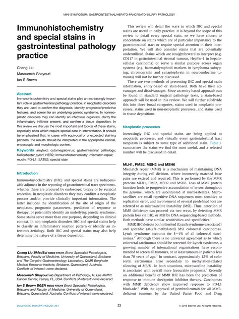 Immunohistochemistry and special stains in gastrointestinal pathology ...
