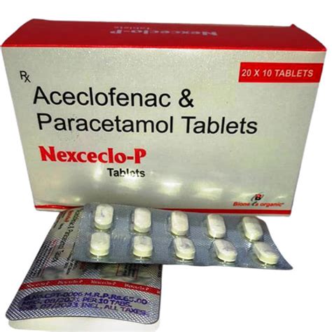 Nexceclo SP - ACECLOFENAC, 100MG, PARACETAMOL 325MG, SERRATIOPEPTIDASE ...