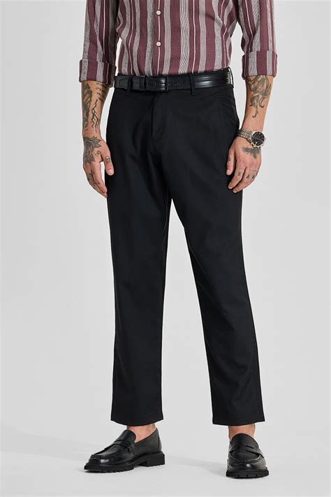 Buy Men's Black Mid Rise Regular Fit Trouser Online | Snitch – SNITCH