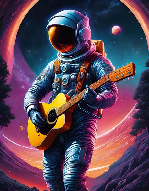 Astronaut Plays Guitar Universe Free Stock Photo - Public Domain Pictures