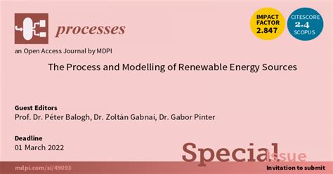 Processes | Special Issue : The Process and Modelling of Renewable ...