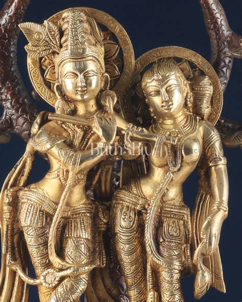 Pure Brass Radha krishna under tree idol 17 inch dual tone finish ...